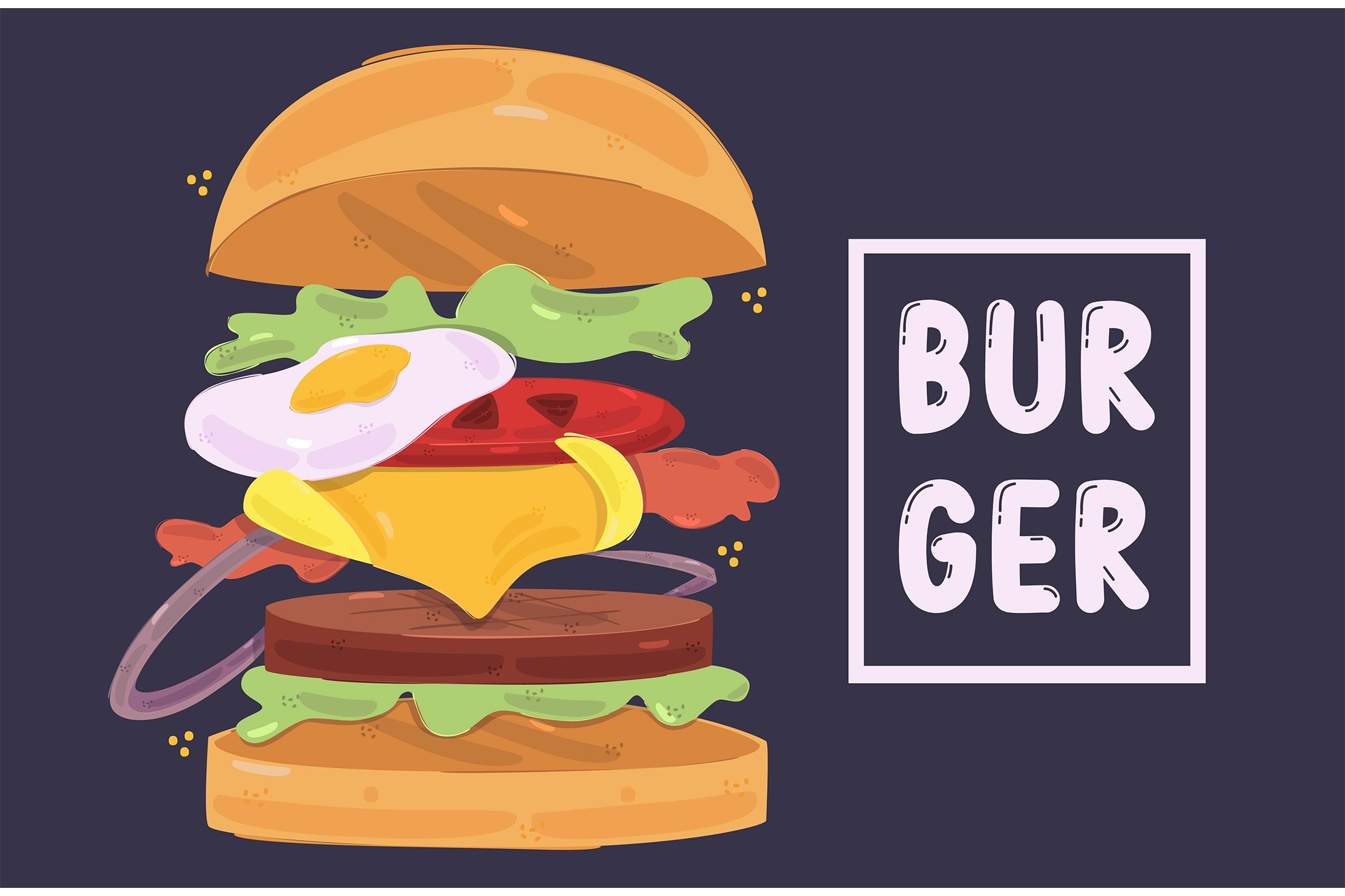 Graphic-depicting-a-burger-falling-into-place-next-to-the-word-burger